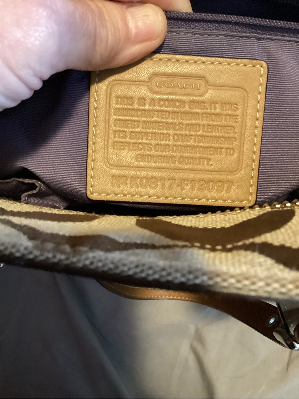 Coach Signature Jacquard khaki leather trim shoulder Vintage bag - Picture 9 of 9